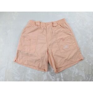 AFTCO Shorts Mens 32 Orange Cargo Lightweight Nylon Fishing Casual*